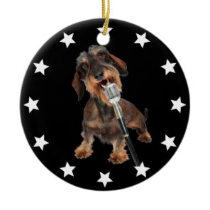 Wirehaired Dachshund Singer Ceramic Ornament