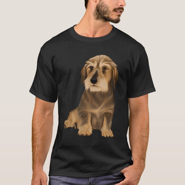 Wirehaired Dachshund Sitting Dog T-Shirt (Front)