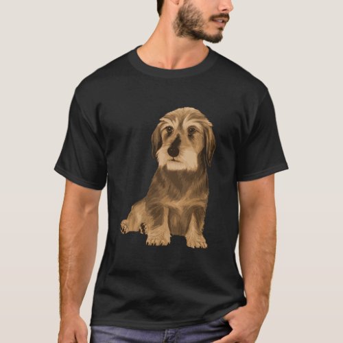 Wirehaired Dachshund Sitting Dog T_Shirt