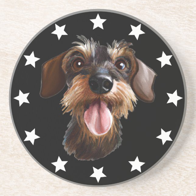 Wirehaired Dachshund Stars Coaster (Front)