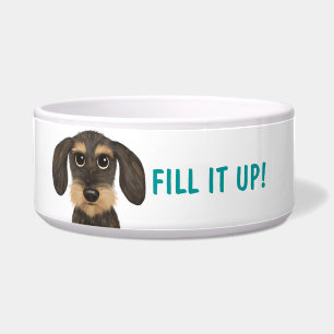 Wirehaired Dachshund Teckel with Custom Text Bowl
