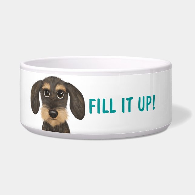 Wirehaired Dachshund | Teckel with Custom Text Bowl (Front)
