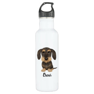 Wirehaired Dachshund   Teckel with Custom Text Stainless Steel Water Bottle