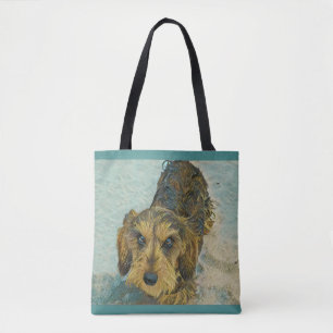 wirehaired dachshund tote bag