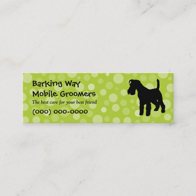 Wirehaired Fox Terrier Pet Care Lime Mini Business Card (Front)