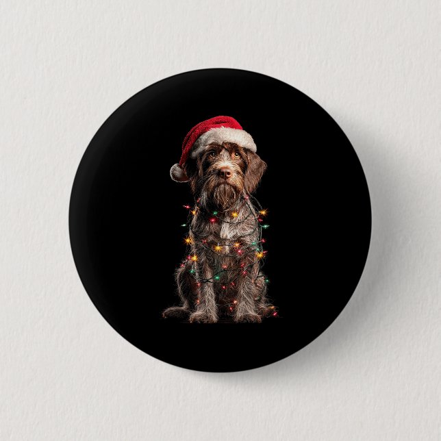 Wirehaired Inting Griffon Christmas Graphics Dog L Button (Front)