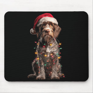 Wirehaired Inting Griffon Christmas Graphics Dog L Mouse Pad
