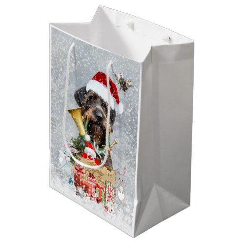 Wirehaired Pointer Dog Christmas        Medium Gift Bag