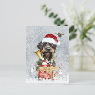 Wirehaired Pointer, Dog Christmas Postcard