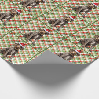 Wirehaired Pointer Dog Holiday Plaid Christmas Wrapping Paper