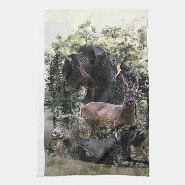 Wirehaired Pointer ,  Outdoors Hunting Kitchen Towel (Vertical)