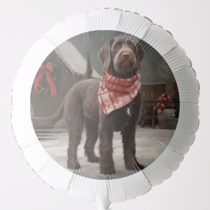Wirehaired Pointing Dog in Snow Christmas Balloon