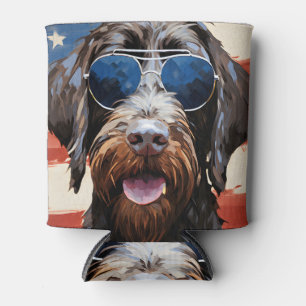 Wirehaired Pointing Griffon 4th of July Independen Can Cooler