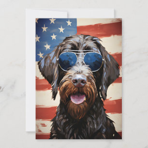 Wirehaired Pointing Griffon 4th of July Independen Holiday Card