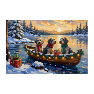 Wirehaired Pointing Griffon Christmas Boat Holiday Acrylic Print