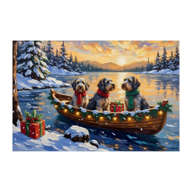 Wirehaired Pointing Griffon Christmas Boat Holiday Acrylic Print (Front)