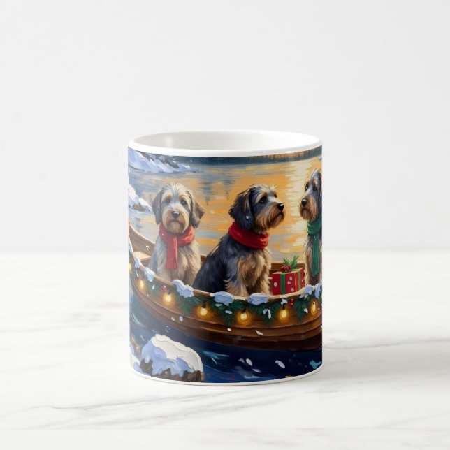 Wirehaired Pointing Griffon Christmas Boat Holiday Coffee Mug (Center)