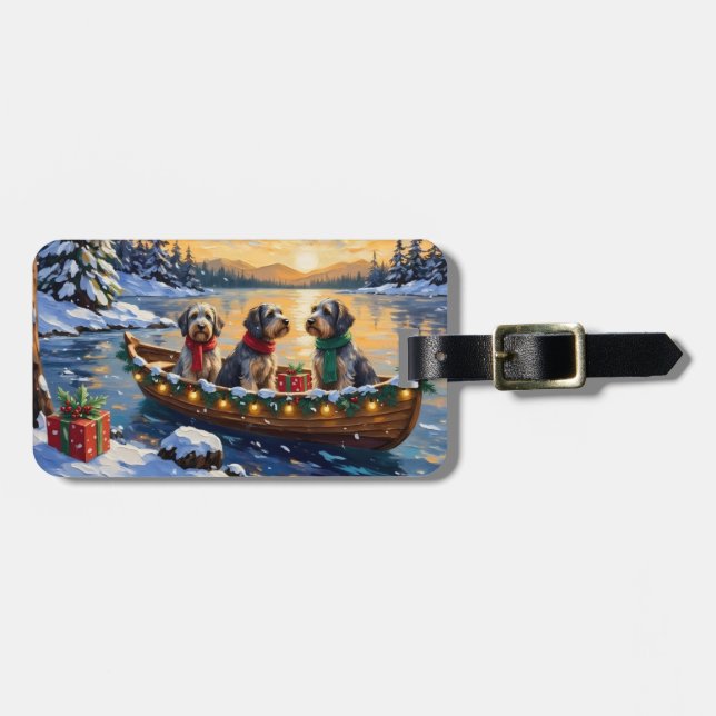 Wirehaired Pointing Griffon Christmas Boat Holiday Luggage Tag (Front Horizontal)