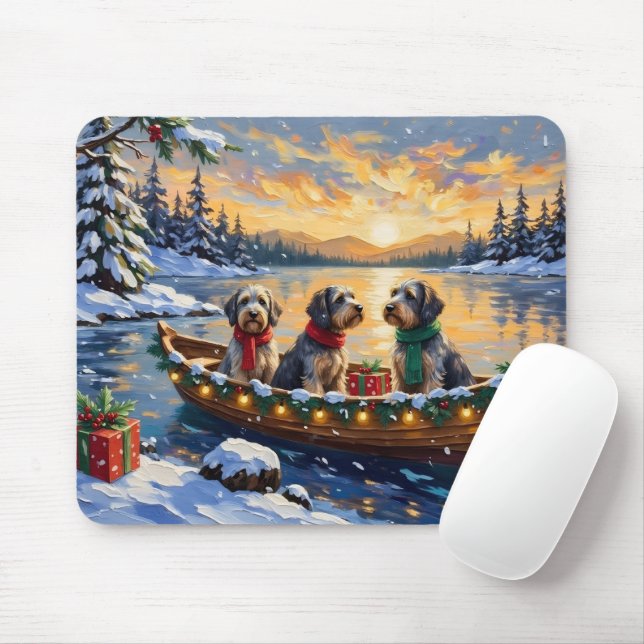 Wirehaired Pointing Griffon Christmas Boat Holiday Mouse Pad (With Mouse)
