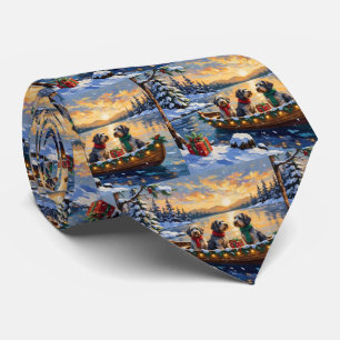 Wirehaired Pointing Griffon Christmas Boat Holiday Neck Tie