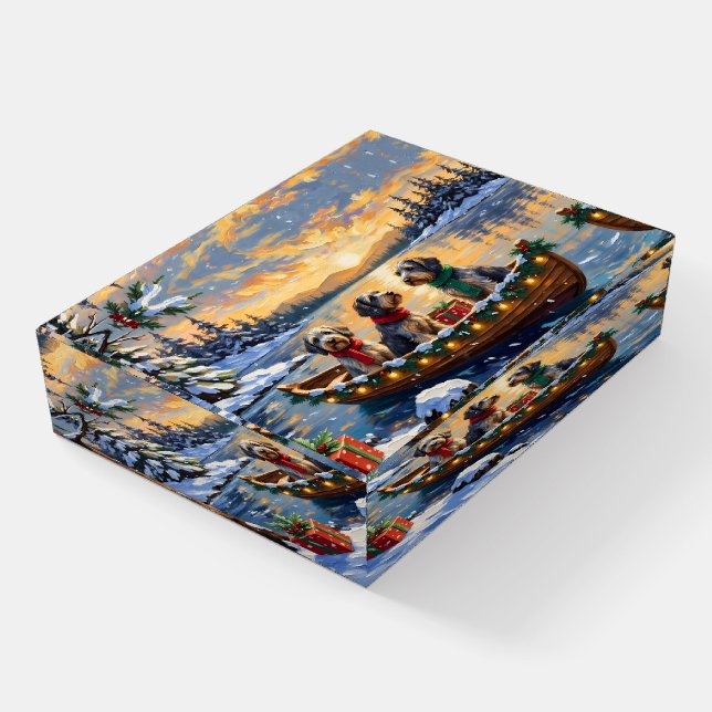 Wirehaired Pointing Griffon Christmas Boat Holiday Paperweight (Angled)