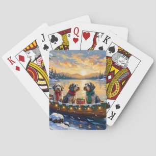 Wirehaired Pointing Griffon Christmas Boat Holiday Poker Cards