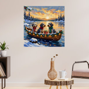 Wirehaired Pointing Griffon Christmas Boat Holiday Poster