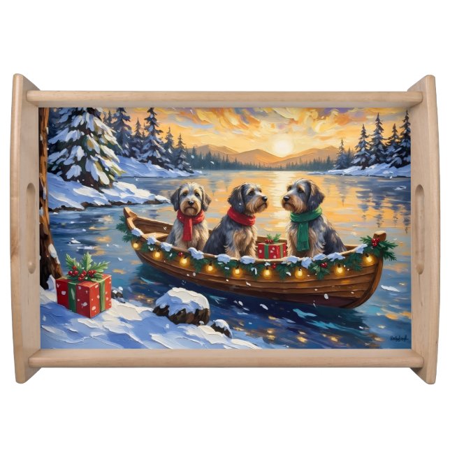 Wirehaired Pointing Griffon Christmas Boat Holiday Serving Tray (Front)
