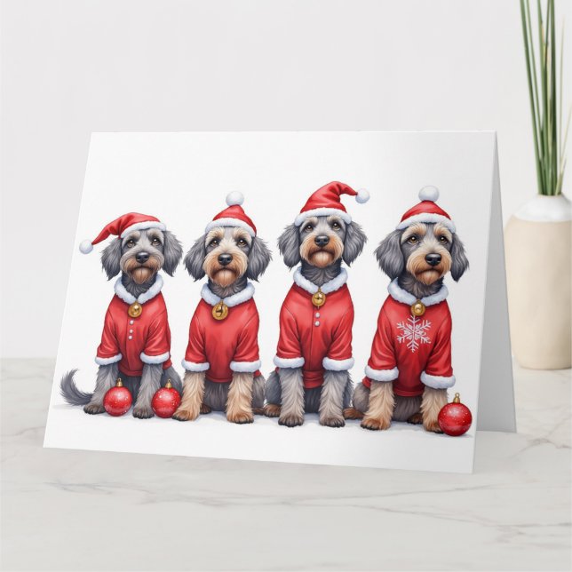 Wirehaired Pointing Griffon Christmas Dress Santa  Card (Front)