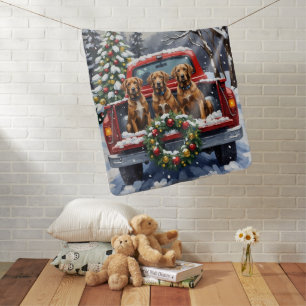 Wirehaired Pointing Griffon Christmas Red Truck Baby Blanket
