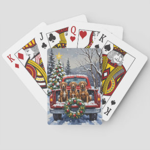 Wirehaired Pointing Griffon Christmas Red Truck Poker Cards
