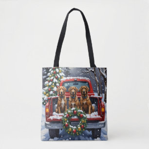 Wirehaired Pointing Griffon Christmas Red Truck Tote Bag