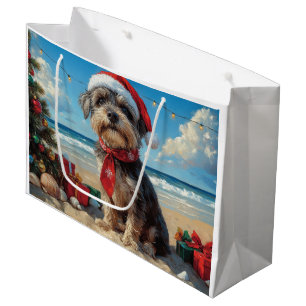 Wirehaired Pointing Griffon Dog Christmas Beach Large Gift Bag