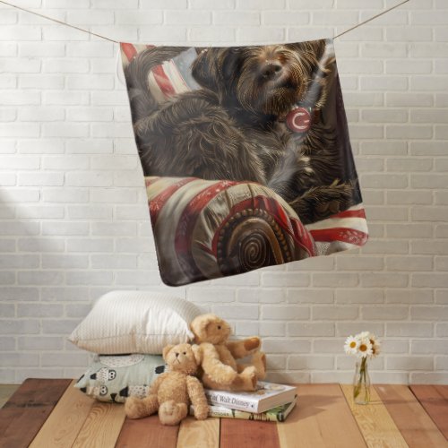 Wirehaired Pointing Griffon Dog Christmas Festive Baby Blanket