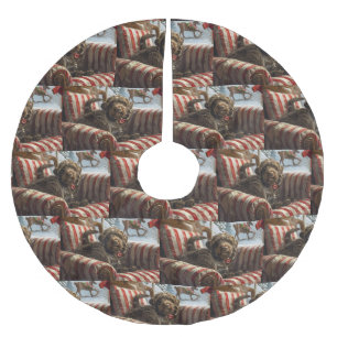 Wirehaired Pointing Griffon Dog Christmas Festive Brushed Polyester Tree Skirt