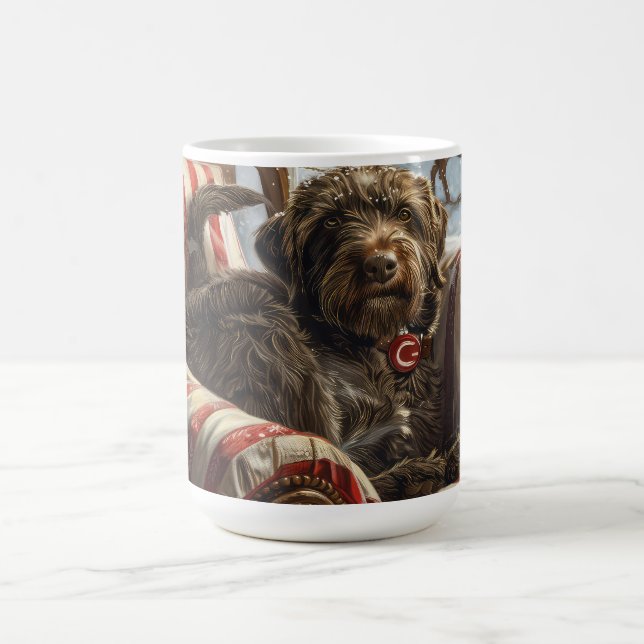 Wirehaired Pointing Griffon Dog Christmas Festive Coffee Mug (Center)
