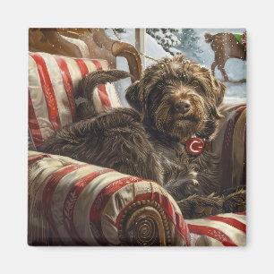 Wirehaired Pointing Griffon Dog Christmas Festive Magnet