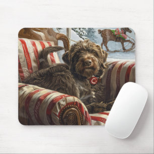 Wirehaired Pointing Griffon Dog Christmas Festive Mouse Pad