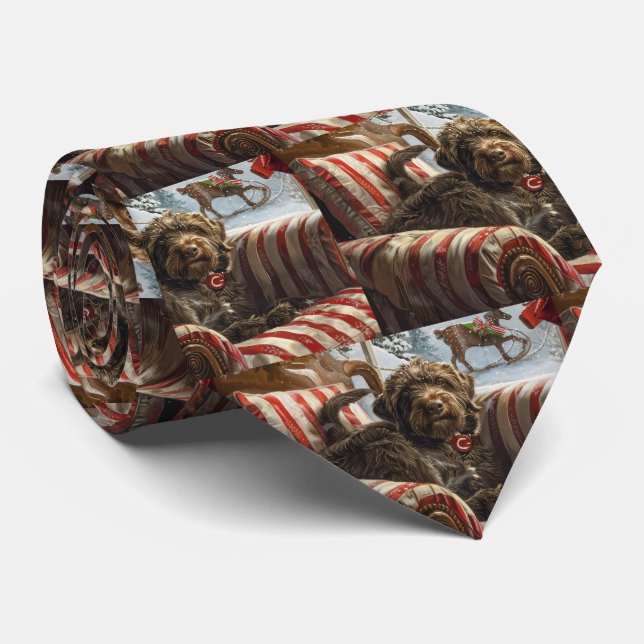 Wirehaired Pointing Griffon Dog Christmas Festive Neck Tie (Rolled)