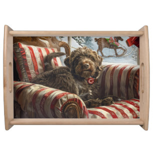 Wirehaired Pointing Griffon Dog Christmas Festive Serving Tray