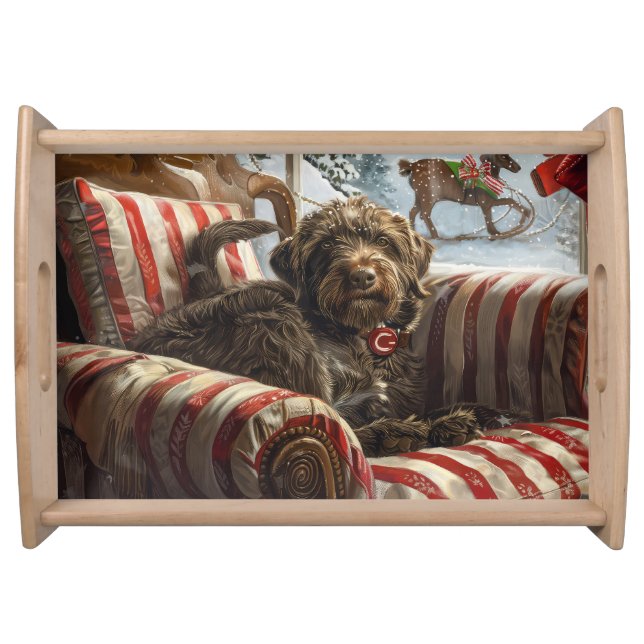 Wirehaired Pointing Griffon Dog Christmas Festive Serving Tray (Front)