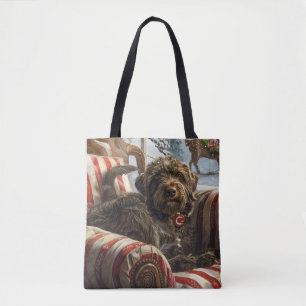 Wirehaired Pointing Griffon Dog Christmas Festive Tote Bag