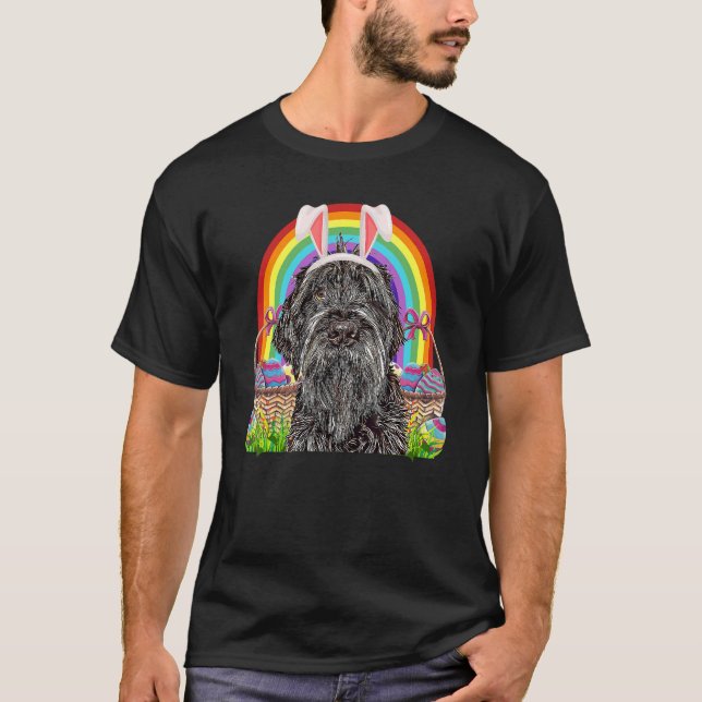 Wirehaired Pointing Griffon Dog Easter Bunny Egg H T-Shirt (Front)