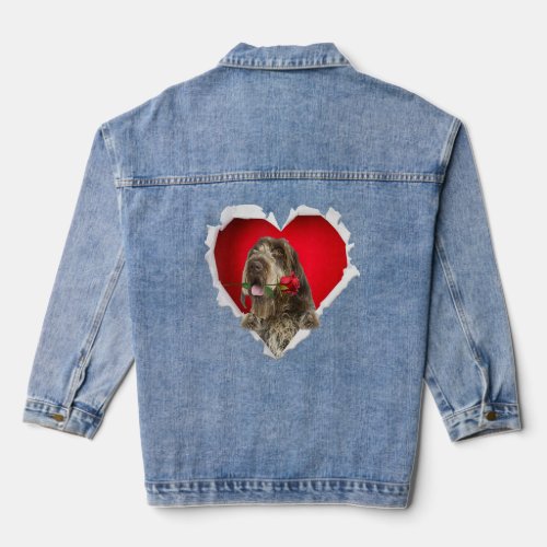 Wirehaired Pointing Griffon Dog Rose Heart Valenti Denim Jacket