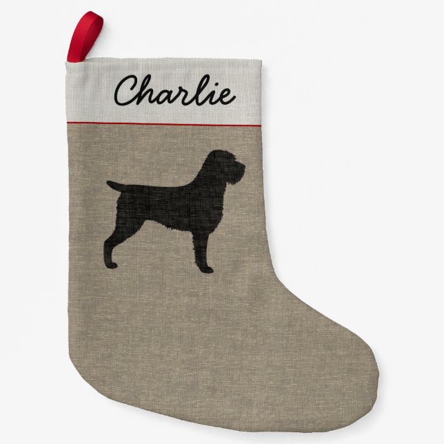 Wirehaired Pointing Griffon Dog Silhouette Holiday Small Christmas Stocking (Front)