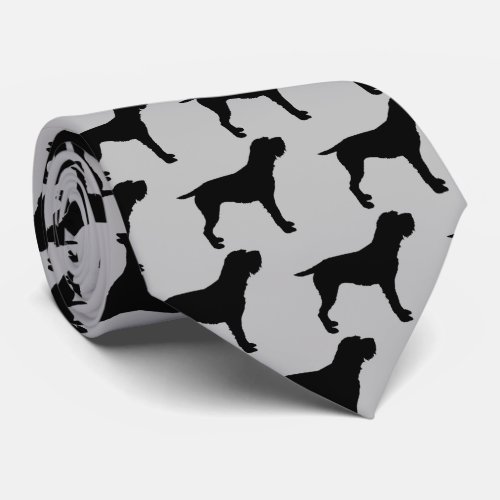 Wirehaired Pointing Griffon Dog Silhouette Neck Tie