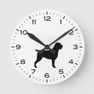 Wirehaired Pointing Griffon Dog Silhouette Round Clock