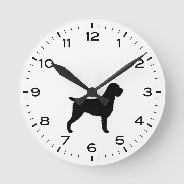 Wirehaired Pointing Griffon Dog Silhouette Round Clock (Front)