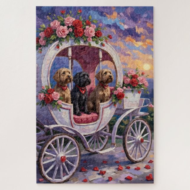 Wirehaired Pointing Griffon Dog Valentine's Day Jigsaw Puzzle (Vertical)