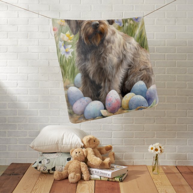 Wirehaired Pointing Griffon Easter Eggs Holiday Baby Blanket (In Situ)